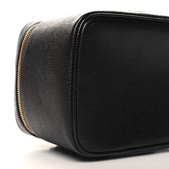 Chanel Caviar CC Vanity Cosmetic Case Black Top Handle Zip Around - Picture 2 of 10